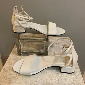 Stuart Weitzman Peewee WhiteLeather Strap Sandals